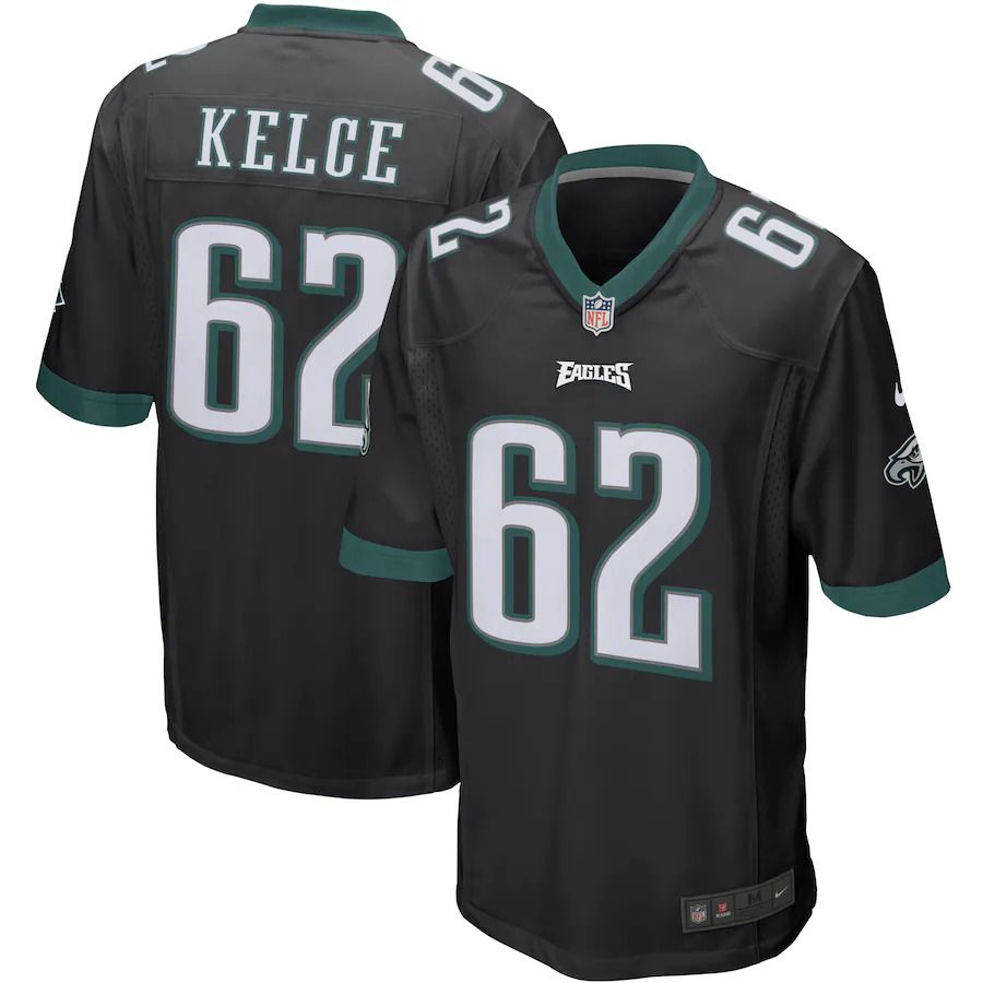 Men Philadelphia Eagles 62 Jason Kelce Nike Black Game NFL Jersey